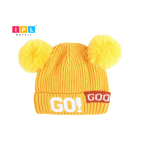 Solid Colour Baby Beanie Hat With Pom Pom Balls-Assorted