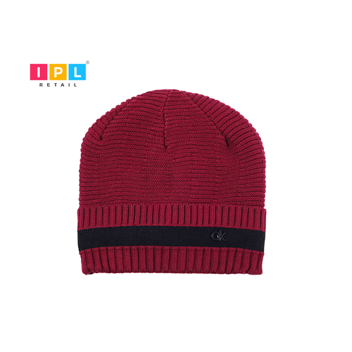 Solid Color Knitted Skull Cap Beanie with Striped Brim