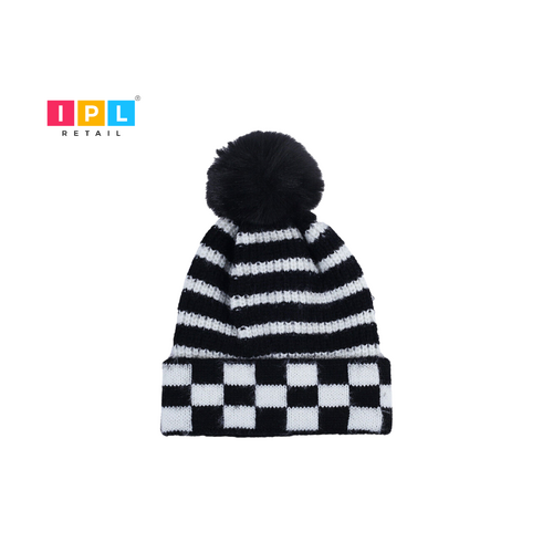 Check & Stripe Chic Beanie