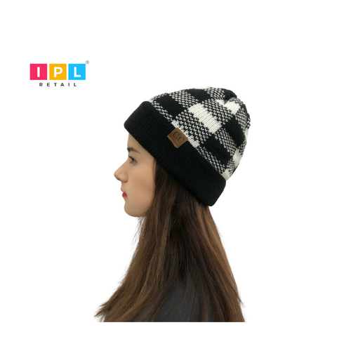 Unisex Plaid Pattern Beanie Hat