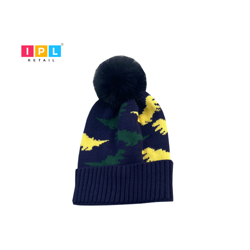 Dark Blue Kid Beanie with a Pom Pom