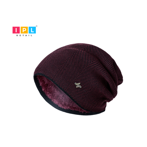 Burgundy & black color adult beanie