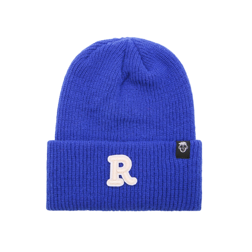 Blue R Embroidered Knit Acrylic Beanie