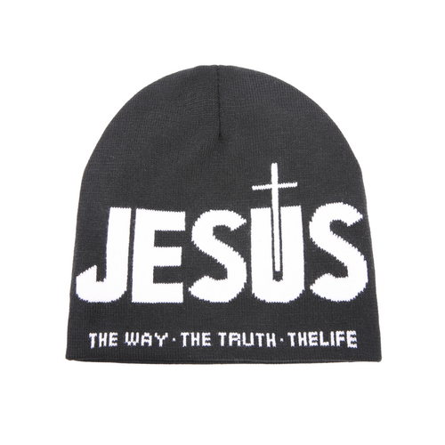 Jesus Typography Black Beanie