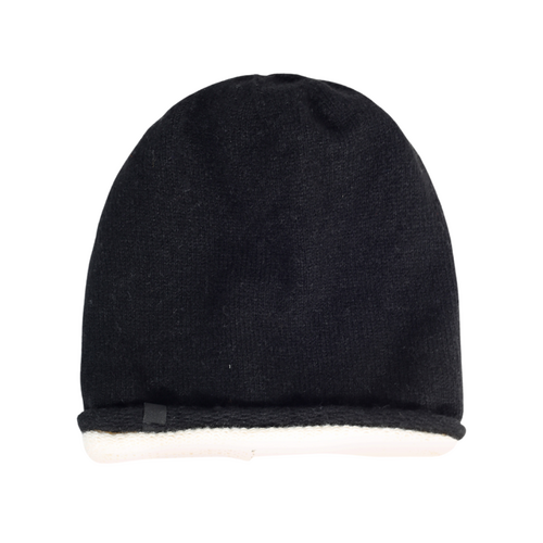 Black Acrylic Knit Beanie Cuffless
