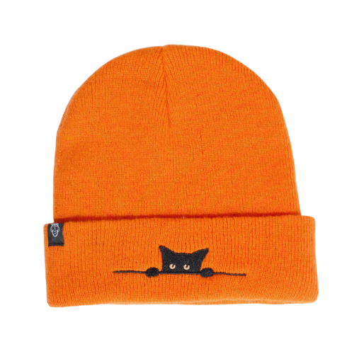 Fluorescent Orange Acrylic Knit Beanie