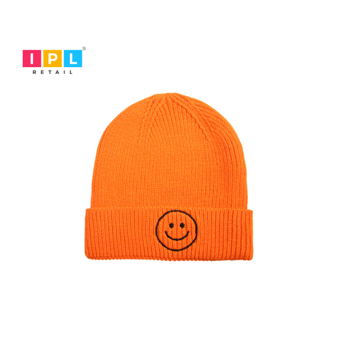 Orange Smiley Beanie