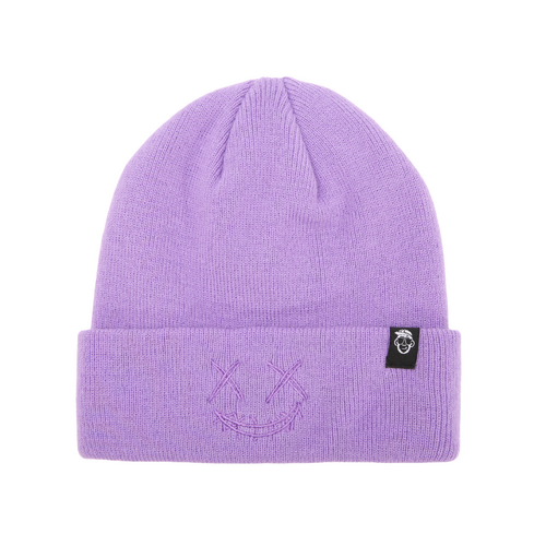 Purple Mood Smiley Knit Beanie