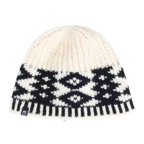 Cream Acrylic Knit Beanie Cuffless 