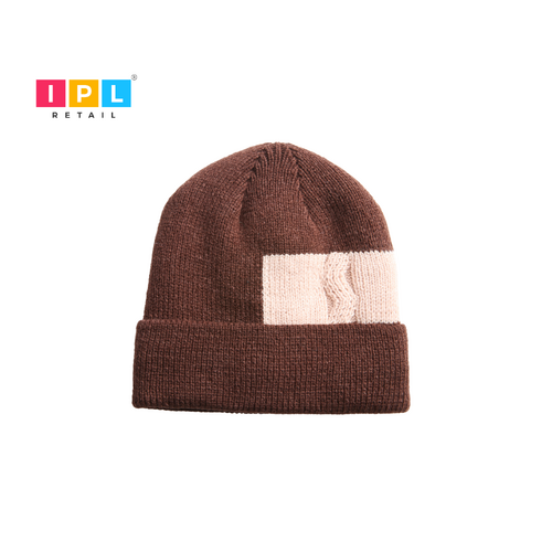 Brown Block Beanie