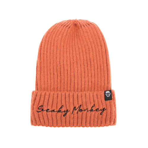 Sneaky Monkey Ribbed Knit Beanie