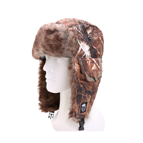 Camo Trapper Hat with Faux Fur Lining