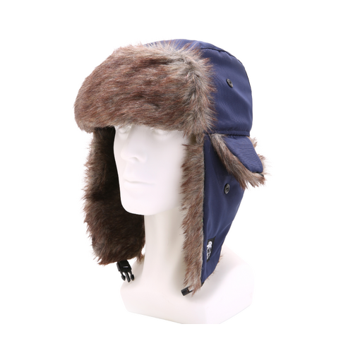 Navy Faux Fur Trapper Hat