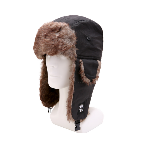 Black Faux Fur Trapper Hat