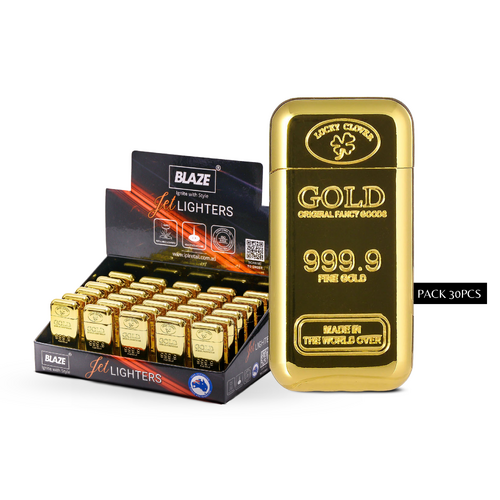 Classic Gold Bar Jet Lighter | Single Blue Flame | Pack of 30