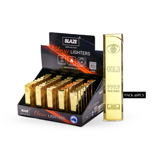 Slim Gold Bar Lighter | Single Regular Flame |  Pack of 40